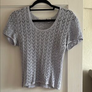 Gray Crochet Short Sleeve Top